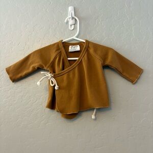 Mebie Baby caramel brown kimono style long sleeve wrap top 0-3 months
